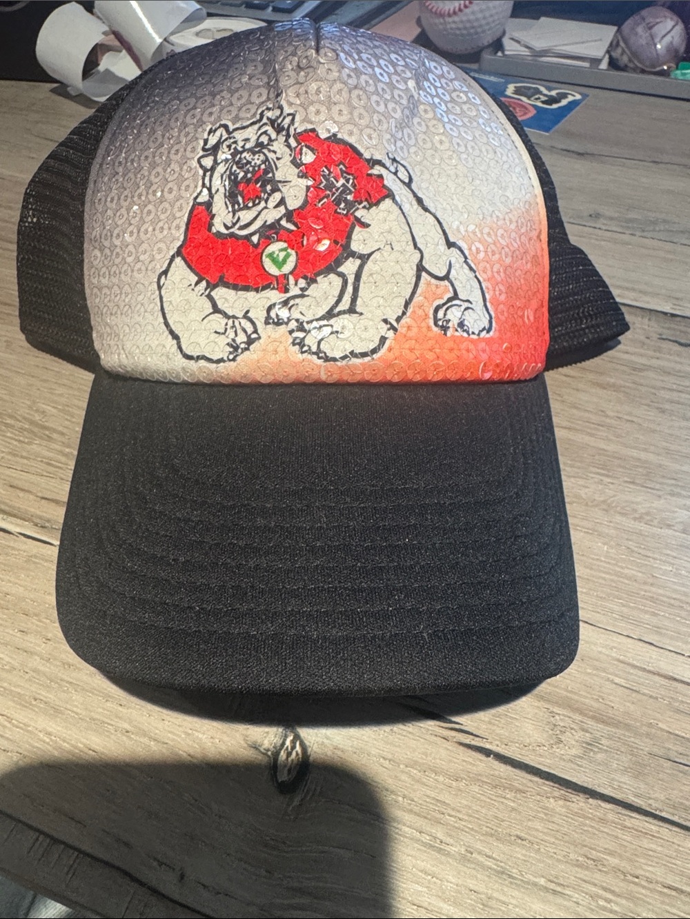 Nike Black and Red Bulldog Trucker Hat